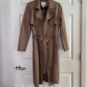 H&M Women’s Faux Suede Trench Coat - Taupe